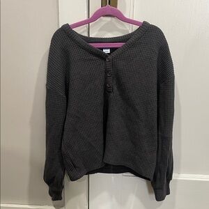 Long-Sleeve Waffle-Knit Henley